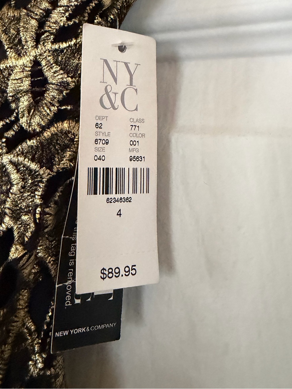New York & Company Black and Gold Floral Lace Midi Sheath Dress - Picture 2 of 8